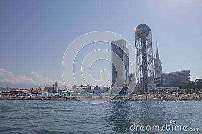 View of the embankment of the city from the sea Editorial Stock Photo