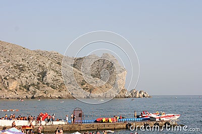 View of the embankment of the city of Sudak from a height. Editorial Stock Photo