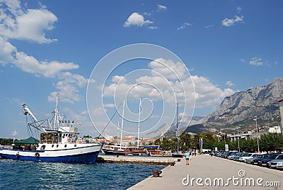 View of the embankment in Makarska Riviera Editorial Stock Photo