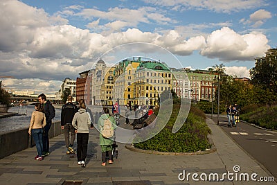 View of the embankment of the Moscow river with historical sites Editorial Stock Photo