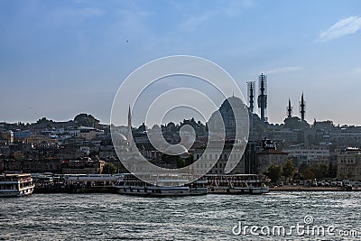 A view of the Eminonu district with the Rustem Pasha Mosque and Suleimaniye Mosque, Istanbul Stock Photo