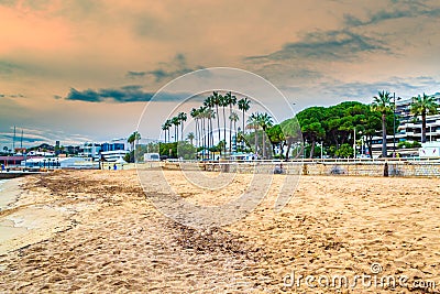 Sunset at beautiful Cannes waterfront French Riviera Stock Photo