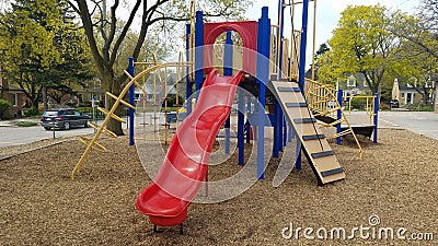 American empty playground in autumn Stock Photo