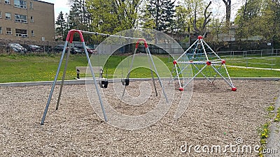 American empty playground in autumn Stock Photo