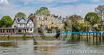 View of an English riverside village in West London Stock Photo