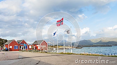 View of the entrance of the Port of Leknes, Lofoten, Norway Editorial Stock Photo