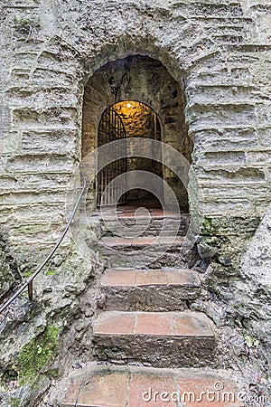 View of the entrance in stone in the form of an arch Stock Photo