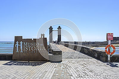 View on the entrance to Castillo de San Gabriel in Arrecife, Lanzarote Editorial Stock Photo