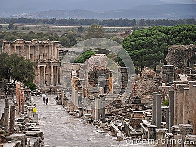 A view Ephesus Main Street Stock Photo