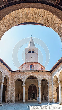 View of the episcopal basilica in Porec, Croatia Stock Photo