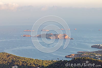 View of Es Vedra from Sa Talaia mountain in Ibiza Spain Stock Photo