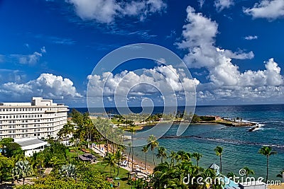 View of beach from Caribe Hilton Stock Photo