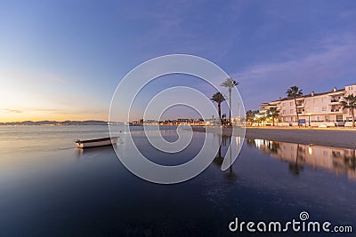 View of the Espejo beach in Los Alcazares, Region of Murcia, Spain, at sunrise Stock Photo
