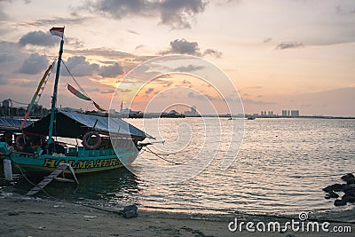 A view during the evening, approaching sunset, at the seaside Editorial Stock Photo