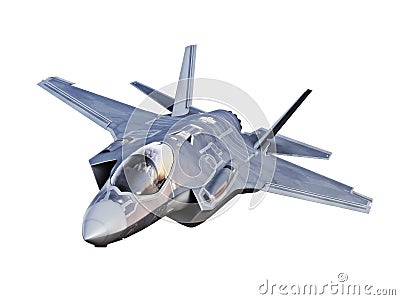 View of a F35 jet aircraft isolated on a white background. Stock Photo