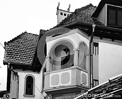 View of Façade at Bran Castle in Transylvania Romania Stock Photo