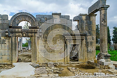 Ancient synagogue ruins in Baram National Park Stock Photo