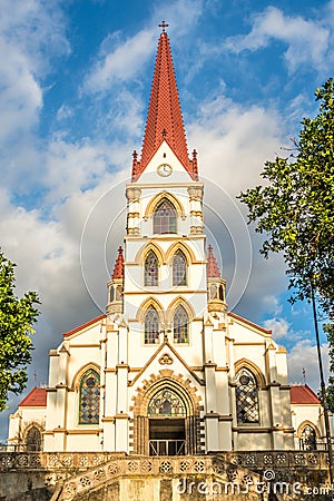 View at the Facade of Church Our Lady of Mercy in San Jose - Costa Rica Stock Photo