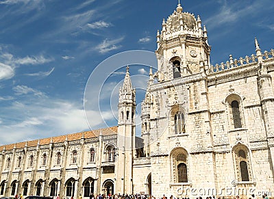 View of the facade of Mosteiro dos Geronimos in Lisbon, Portugal Editorial Stock Photo