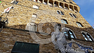 View of the facade of Palazzo Vecchio, Florence, Tuscany, Italy Stock Photo