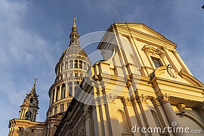 View of the famous Cupola of the San Gaudenzio Basilica in Novara, Italy. SAN GAUDENZIO BASILICA DOME AND HISTORICAL BUILDINGS IN Stock Photo