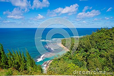 View of the famous Kee Beach in Kauai, Hawaii Stock Photo