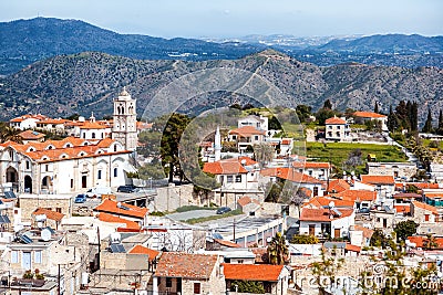 View of famous landmark tourist destination valley Pano Lefkara Stock Photo