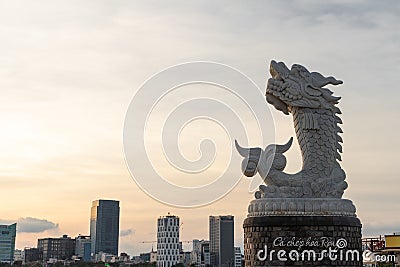 View of the famous Love Bridge in Da Nang, Vietnam during sunset Editorial Stock Photo