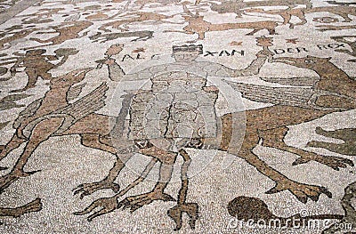 View of the famous mosaic of the Otranto Cathedral - Alexander the great. Puglia, Italy Editorial Stock Photo