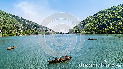 View of famous Nainital Lake from lakefront Editorial Stock Photo