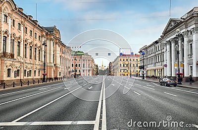 View of the famous Nevsky Prospect, Saint Petersburg Stock Photo