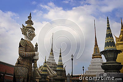 View of famous religion temple wat phra prakaew grand palace in Bangkok Thailand Stock Photo