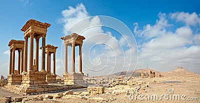 Palmyra Tetrapylon Syria Stock Photo