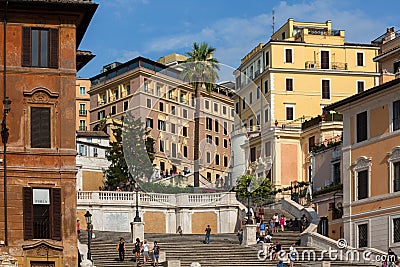 View of the famous Spanish Steps in the center of Rome Editorial Stock Photo