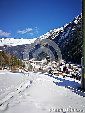 View for Feichten in Kaunertal Glacier Stock Photo