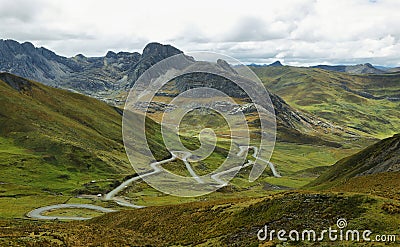 View of fields in the way to Huanuco, Peru Stock Photo