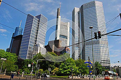 View of Financial district in Frankfurt Editorial Stock Photo