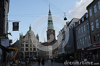 View of Financisl street stroeget Amagaer torv in capital Editorial Stock Photo