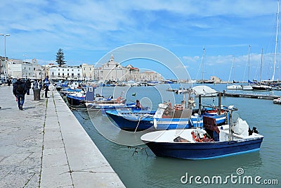 ITALY TRANI APRIL 16 2023 BOATS Editorial Stock Photo