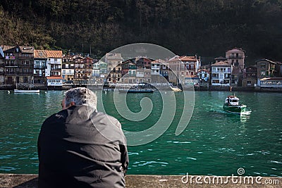 View of the fishing village of San Juan, Basque Country, Spain Editorial Stock Photo