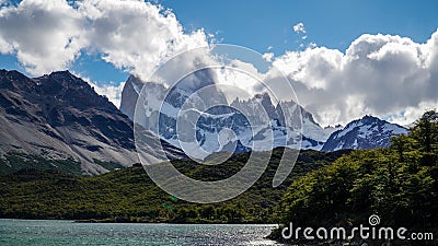 View on the Fitz Roy Skyline in Patagonia near El Chalten, Argentina. Stock Photo