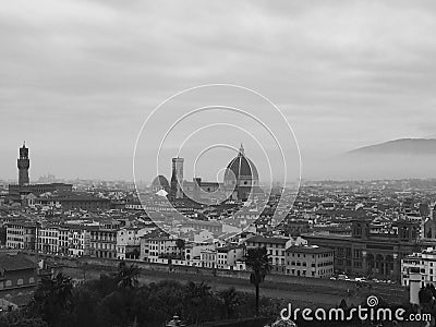 Florence background with an incoming mist Stock Photo