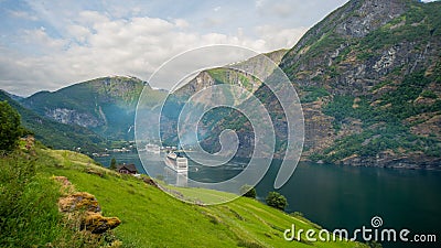 View of FlÃ¥m from far mountain viewpoint Stock Photo