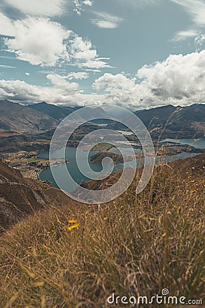 View form the Roys Peak mountain on south island in New Zealand Stock Photo