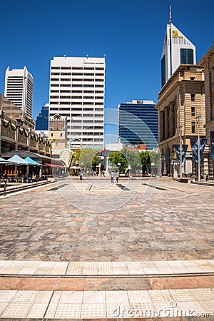 A view of Forrest Place Square in Perth City Editorial Stock Photo