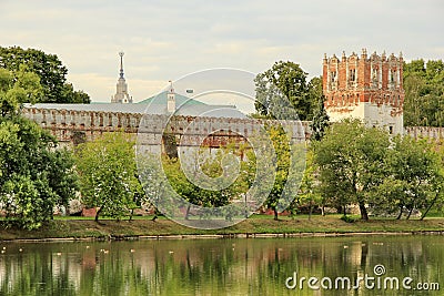 View of the fortress wall of the Novodevichy Convent Stock Photo