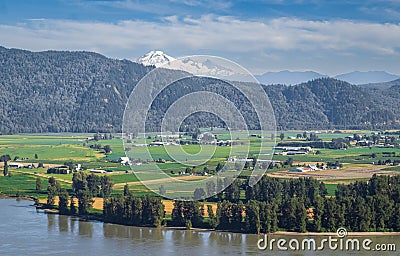 View of the Fraser Valley near Abbotsford BC. Summer in the Fraser Valley Stock Photo