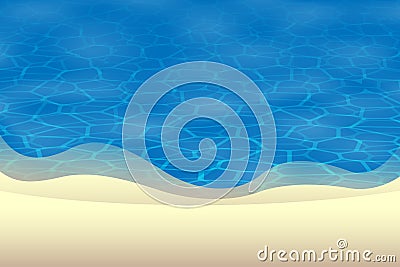 Summer background - view in front of beach with sands and water surfaces Vector Illustration