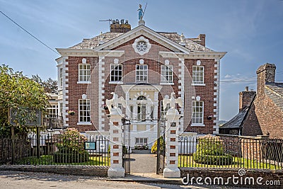 View of the front of The Eagle House Hotel - Georgian building built in 1764 - in Launceston, Cornwall, UK Editorial Stock Photo
