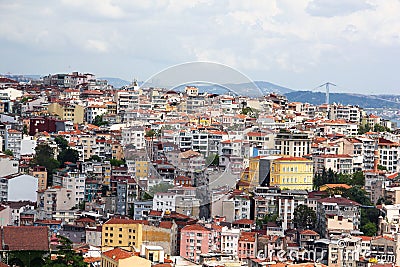 The view from Galata Tower on the architecture of Beyoglu district in istanbul Stock Photo